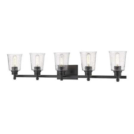 Z-Lite Bohin 5 Light Vanity, Matte Black And Clear Seedy 464-5V-MB